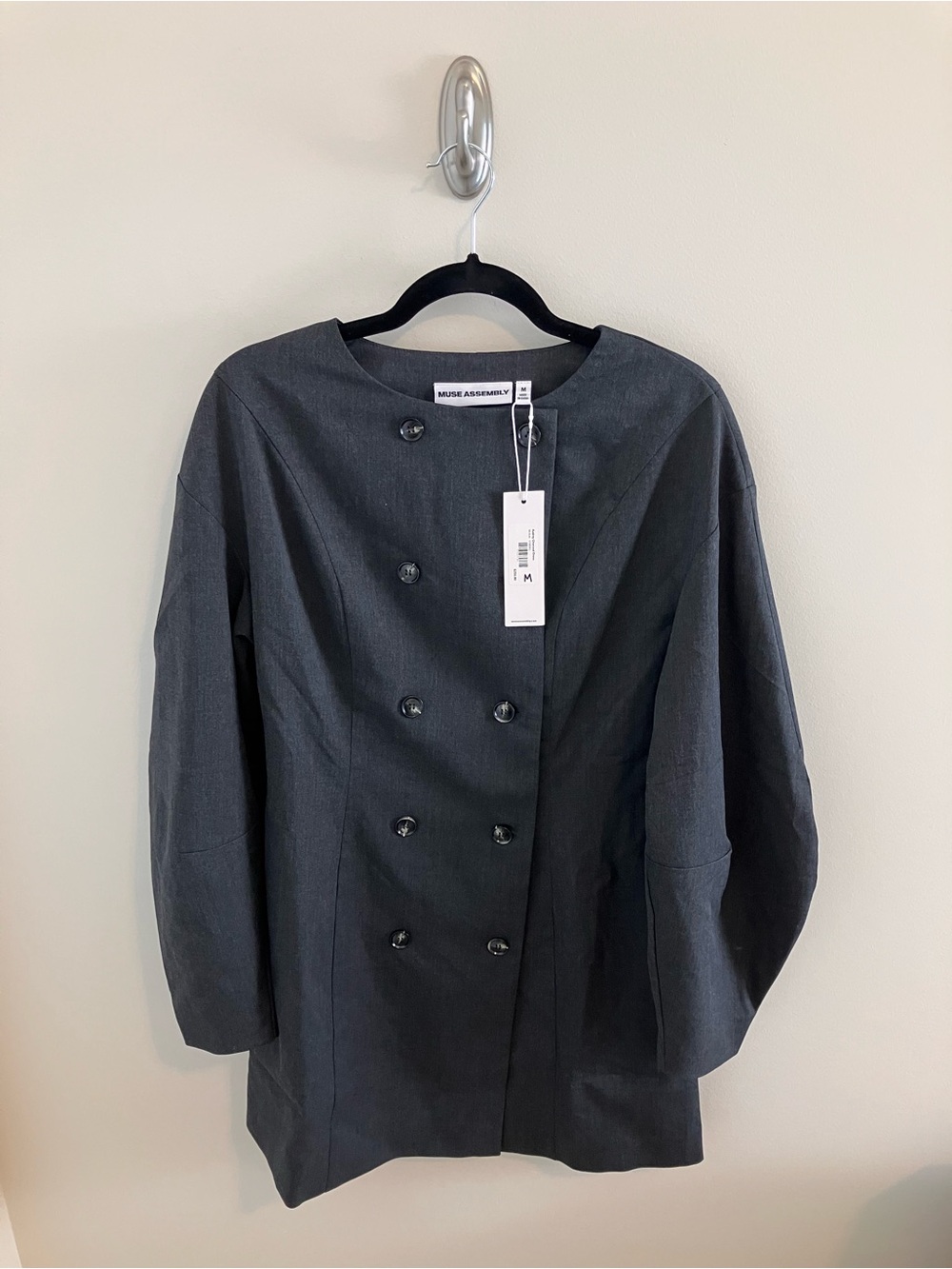 Charcoal Mini Dress Coat - Double-Breasted